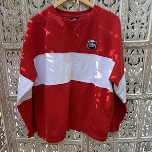 Fan Cloth Team Pullover Crewneck Sweatshirt Men's XL Red White- The Swain School